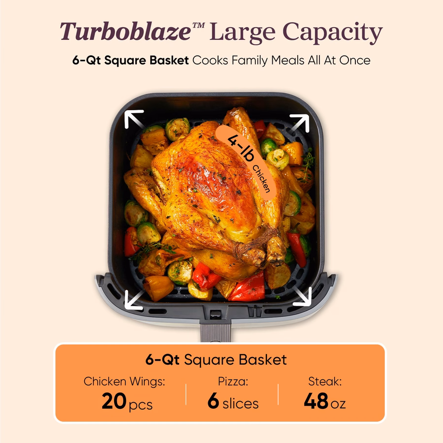 TurboBlaze™ 6.0 クォート エアフライヤー - ライトグレー